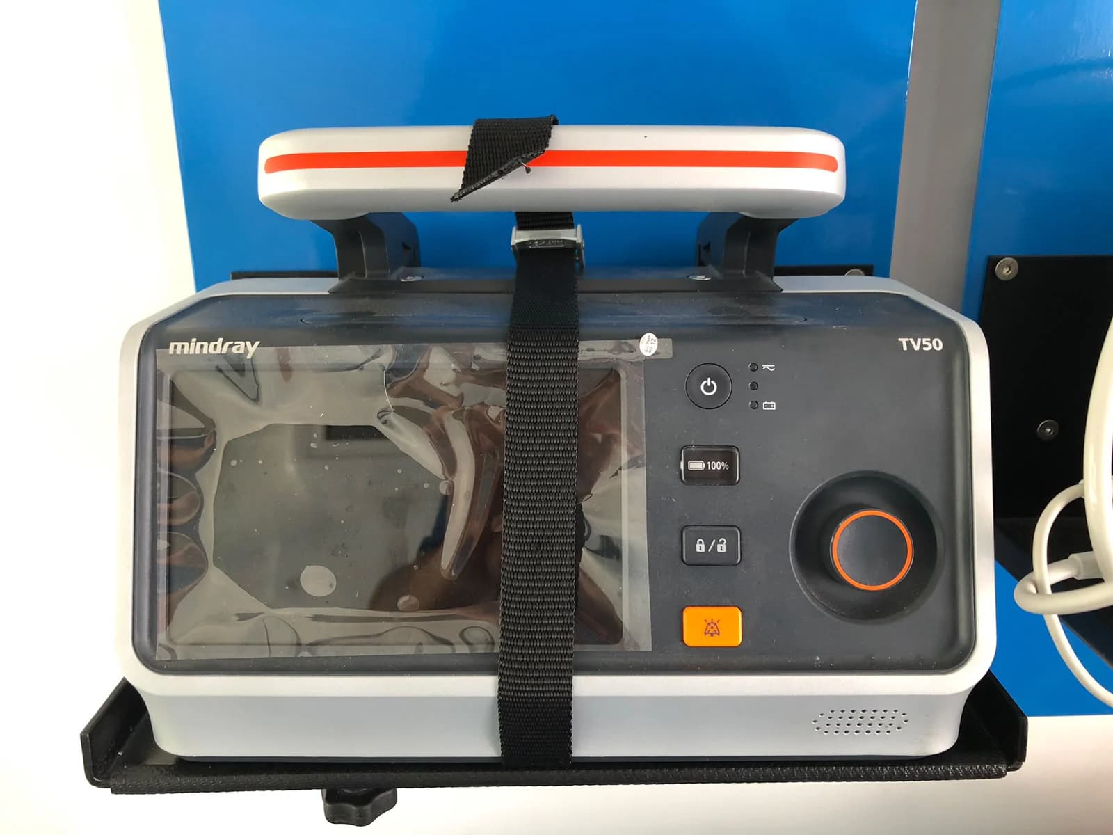 Mindray TV50 transport ventilator fitted in an EMS ambulance