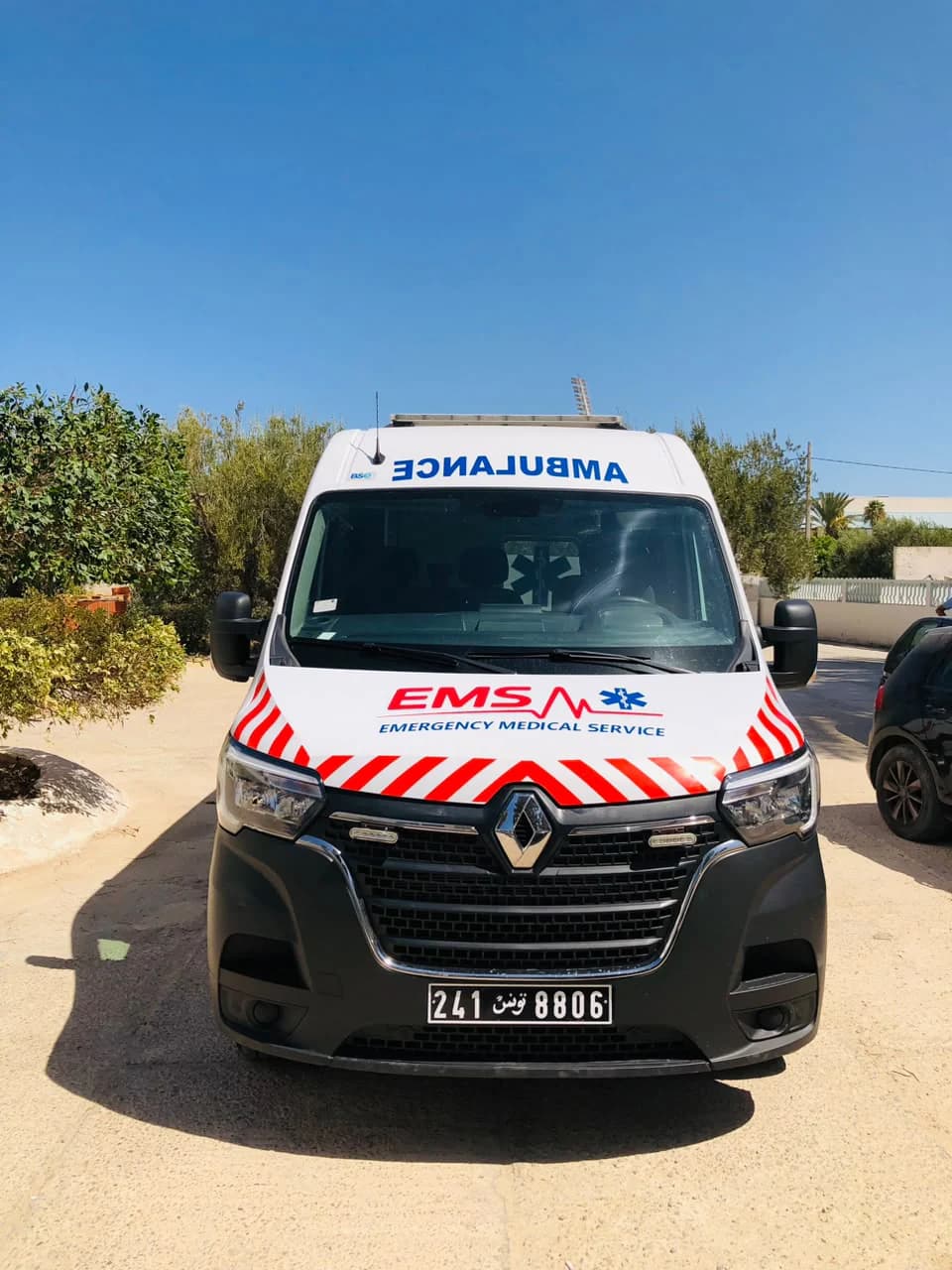 EMS Renault Master ambulance, front view